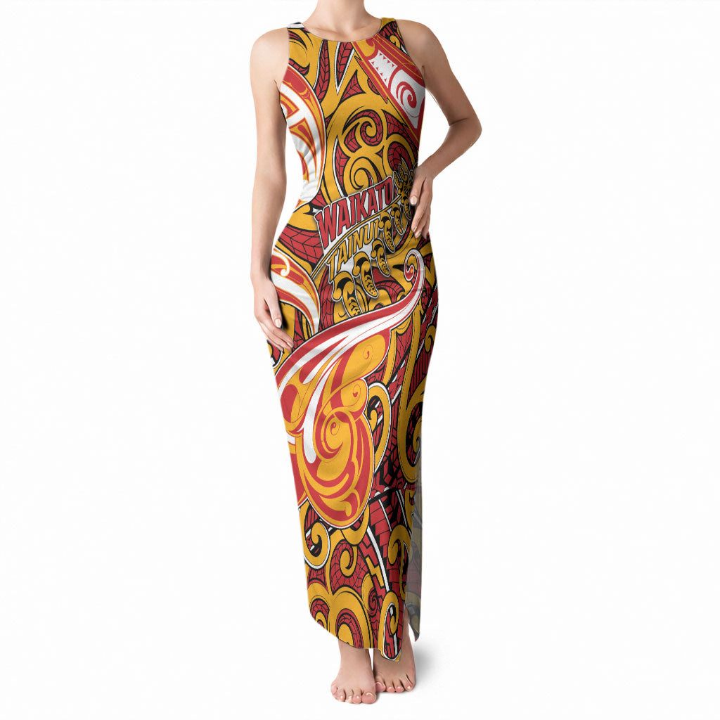 Custom Aotearoa Waikato Tainui Tank Maxi Dress Maori Tribal Pattern Koru Motif