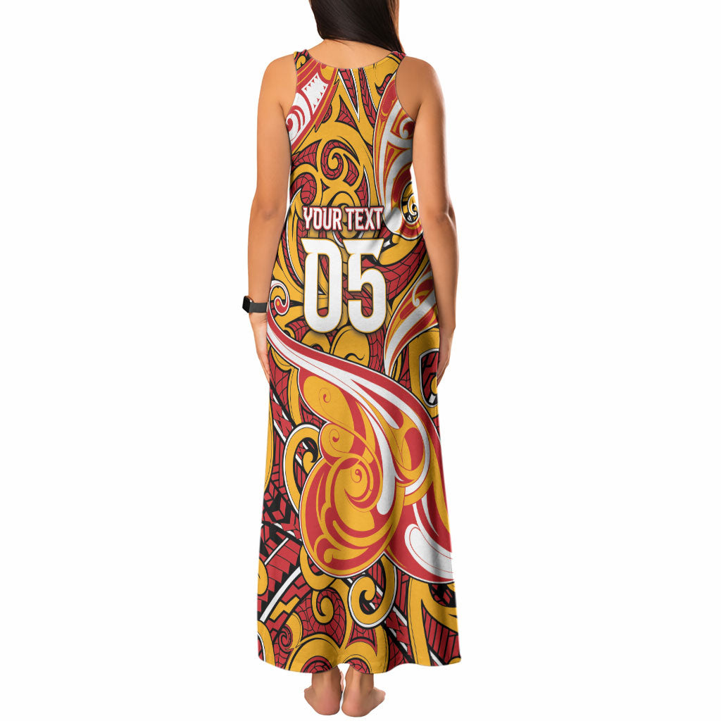 Custom Aotearoa Waikato Tainui Tank Maxi Dress Maori Tribal Pattern Koru Motif