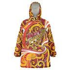 Custom Aotearoa Waikato Tainui Wearable Blanket Hoodie Maori Tribal Pattern Koru Motif