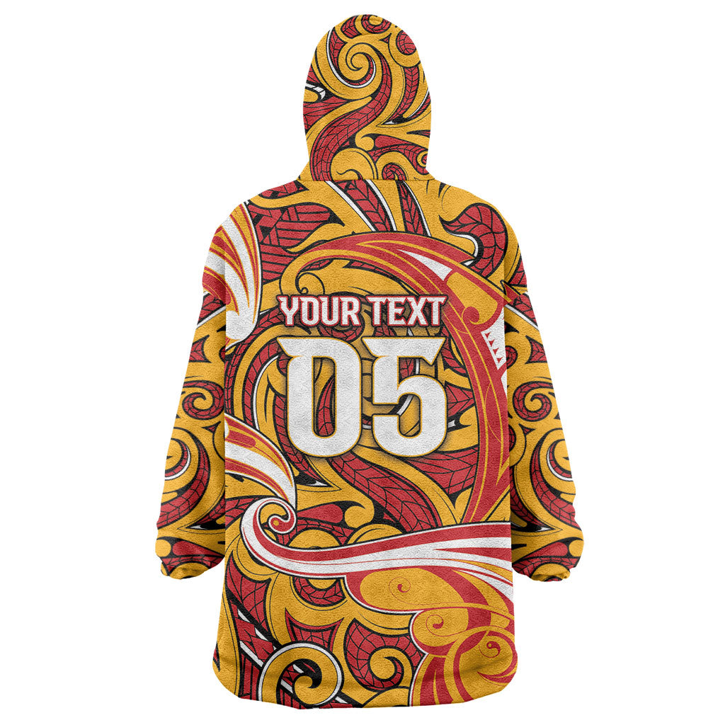 Custom Aotearoa Waikato Tainui Wearable Blanket Hoodie Maori Tribal Pattern Koru Motif