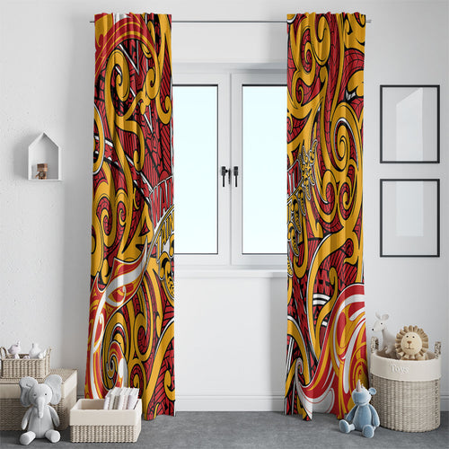Aotearoa Waikato Tainui Window Curtain Maori Tribal Pattern Koru Motif