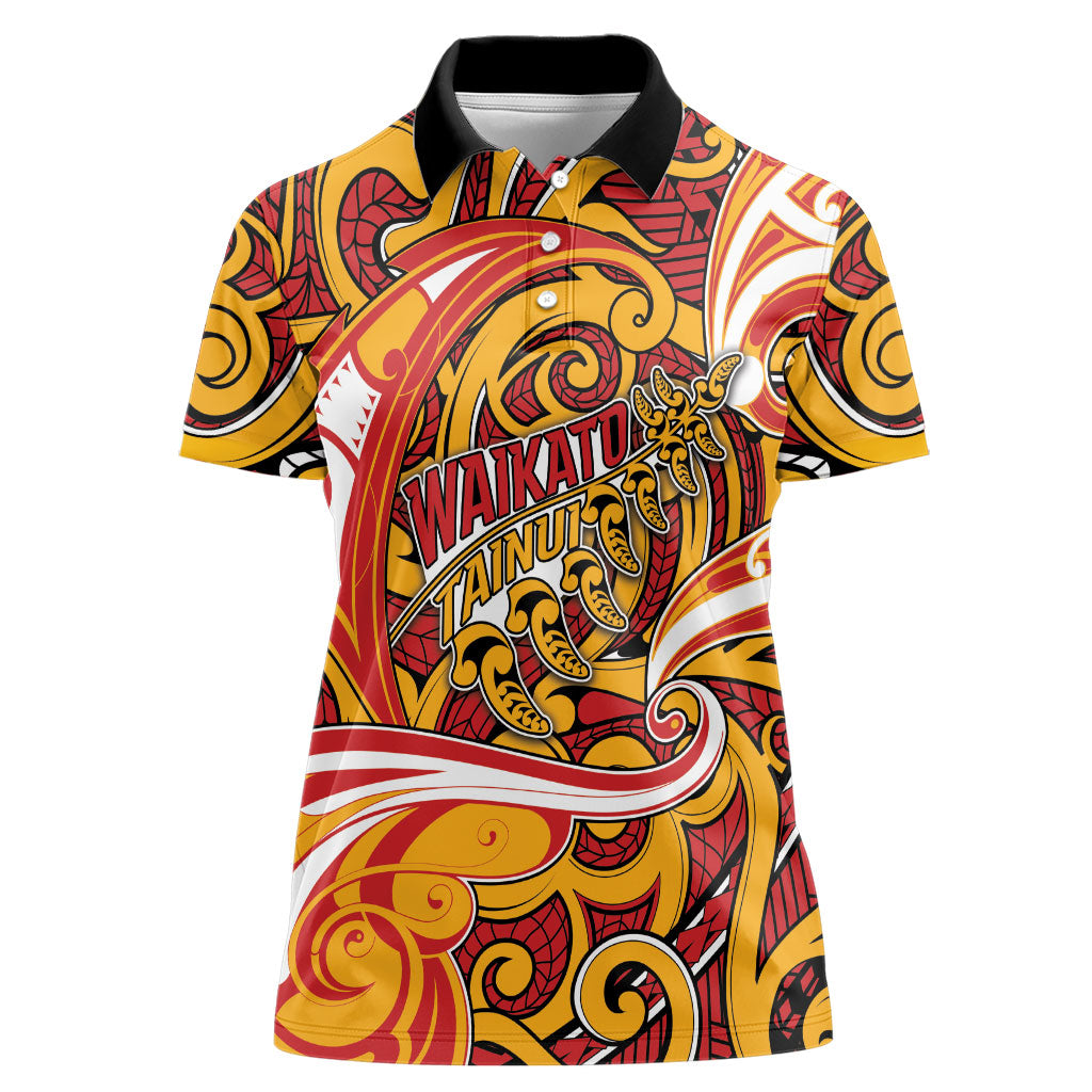 Custom Aotearoa Waikato Tainui Women Polo Shirt Maori Tribal Pattern Koru Motif
