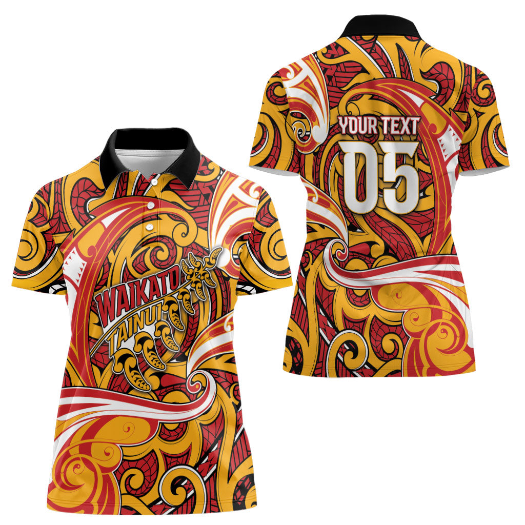 Custom Aotearoa Waikato Tainui Women Polo Shirt Maori Tribal Pattern Koru Motif