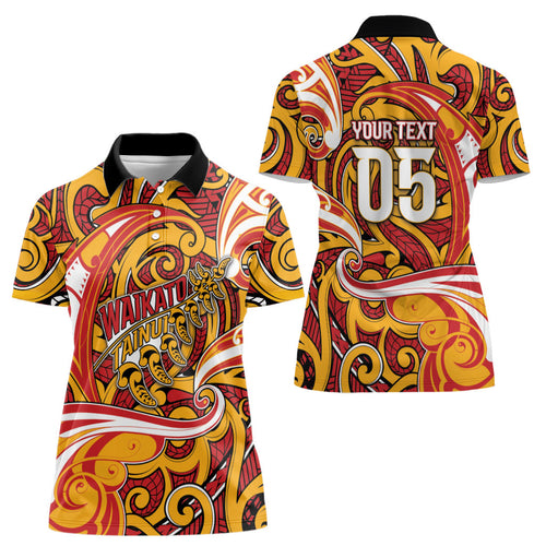 Custom Aotearoa Waikato Tainui Women Polo Shirt Maori Tribal Pattern Koru Motif