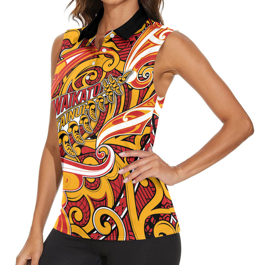 Custom Aotearoa Waikato Tainui Women Sleeveless Polo Shirt Maori Tribal Pattern Koru Motif