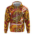 Custom Aotearoa Waikato Tainui Zip Hoodie Maori Tribal Pattern Koru Motif
