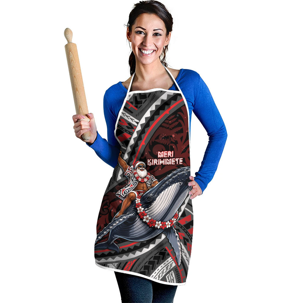 Aotearoa Christmas Apron Santa Riding Humpback Whale Maori Koru