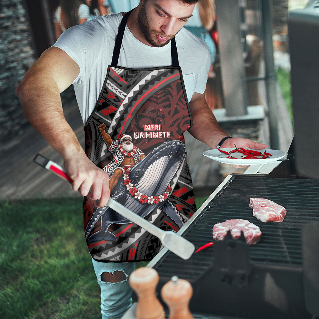 Aotearoa Christmas Apron Santa Riding Humpback Whale Maori Koru