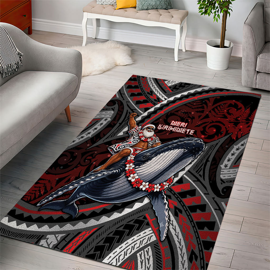Aotearoa Christmas Area Rug Santa Riding Humpback Whale Maori Koru