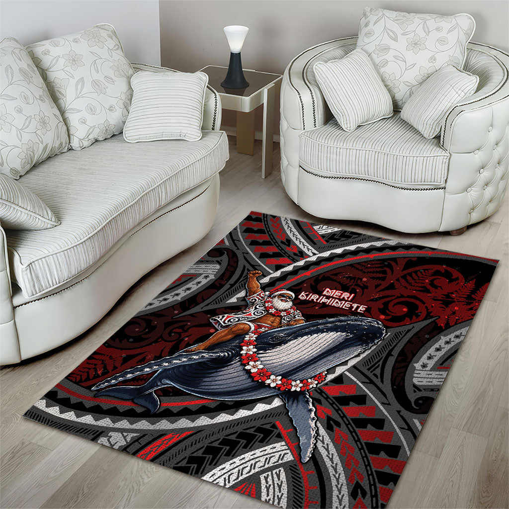 Aotearoa Christmas Area Rug Santa Riding Humpback Whale Maori Koru