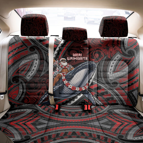 Aotearoa Christmas Back Car Seat Cover Santa Riding Humpback Whale Maori Koru