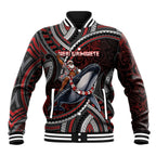 Aotearoa Christmas Baseball Jacket Santa Riding Humpback Whale Maori Koru