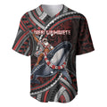 Aotearoa Christmas Baseball Jersey Santa Riding Humpback Whale Maori Koru