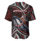 Aotearoa Christmas Baseball Jersey Santa Riding Humpback Whale Maori Koru