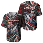 Aotearoa Christmas Baseball Jersey Santa Riding Humpback Whale Maori Koru