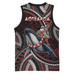 Aotearoa Christmas Basketball Jersey Santa Riding Humpback Whale Maori Koru