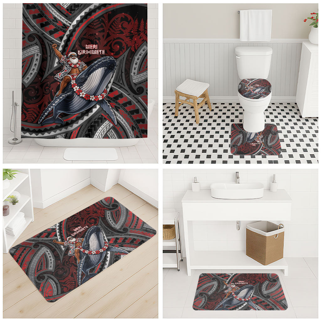 Aotearoa Christmas Bathroom Set Santa Riding Humpback Whale Maori Koru