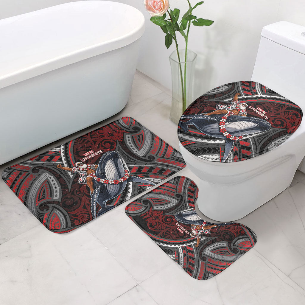 Aotearoa Christmas Bathroom Set Santa Riding Humpback Whale Maori Koru