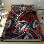 Aotearoa Christmas Bedding Set Santa Riding Humpback Whale Maori Koru