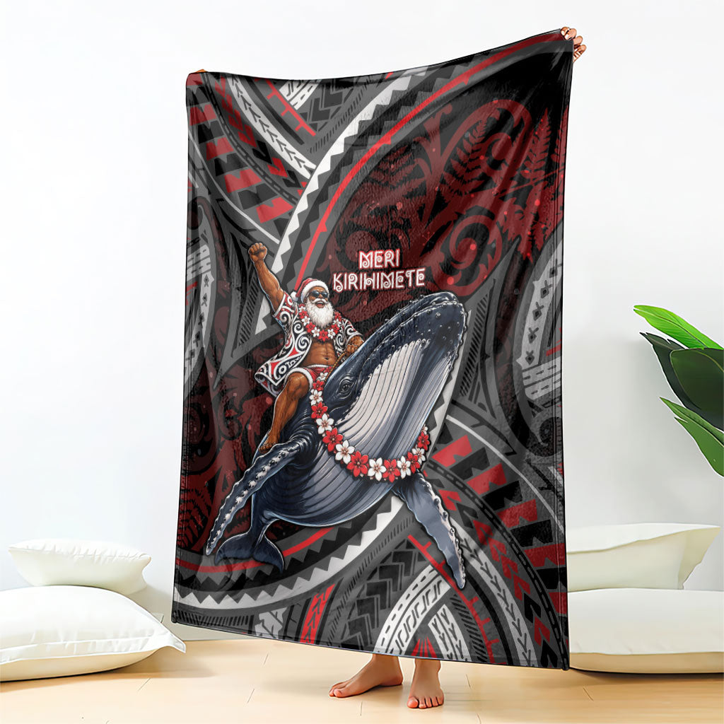 Aotearoa Christmas Blanket Santa Riding Humpback Whale Maori Koru