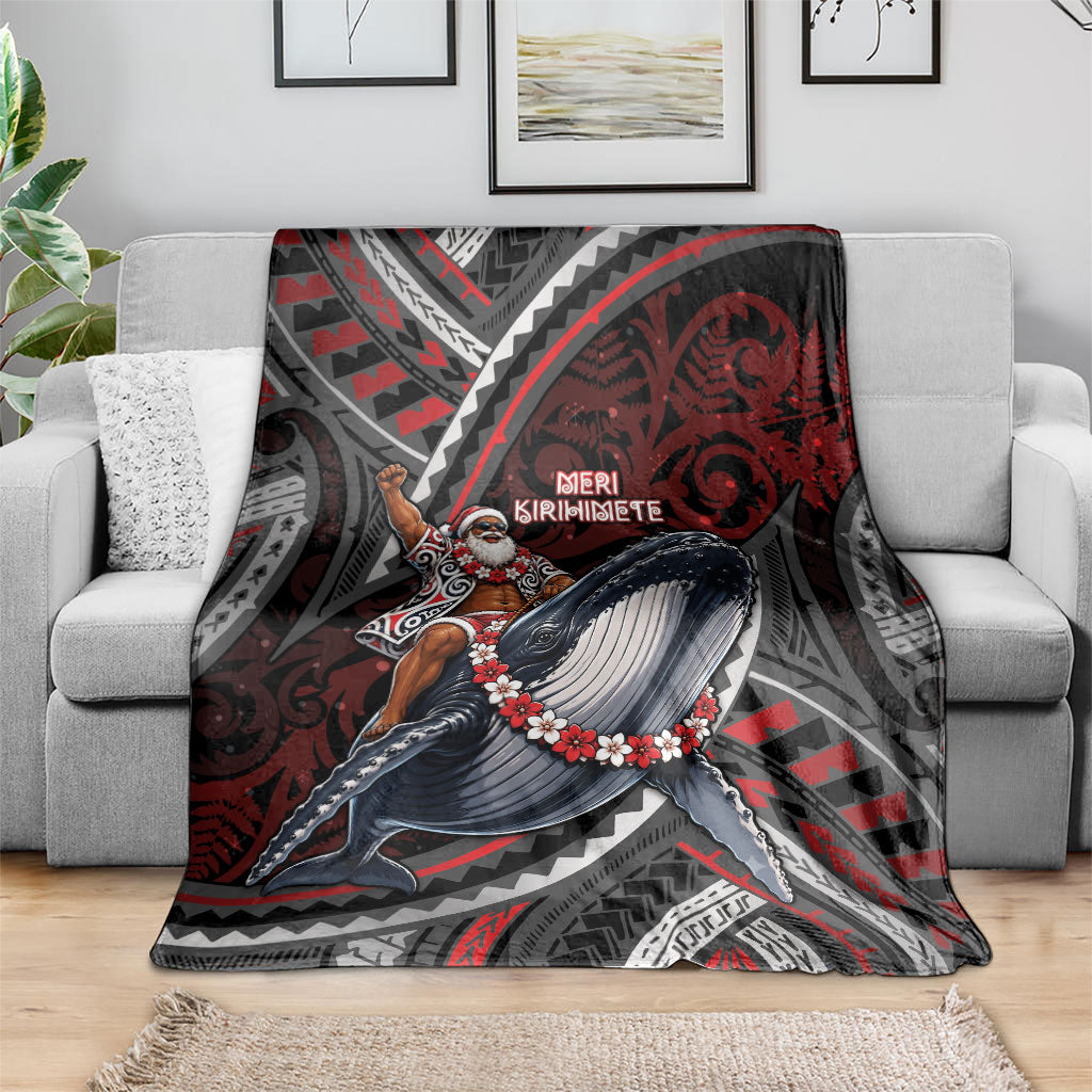 Aotearoa Christmas Blanket Santa Riding Humpback Whale Maori Koru