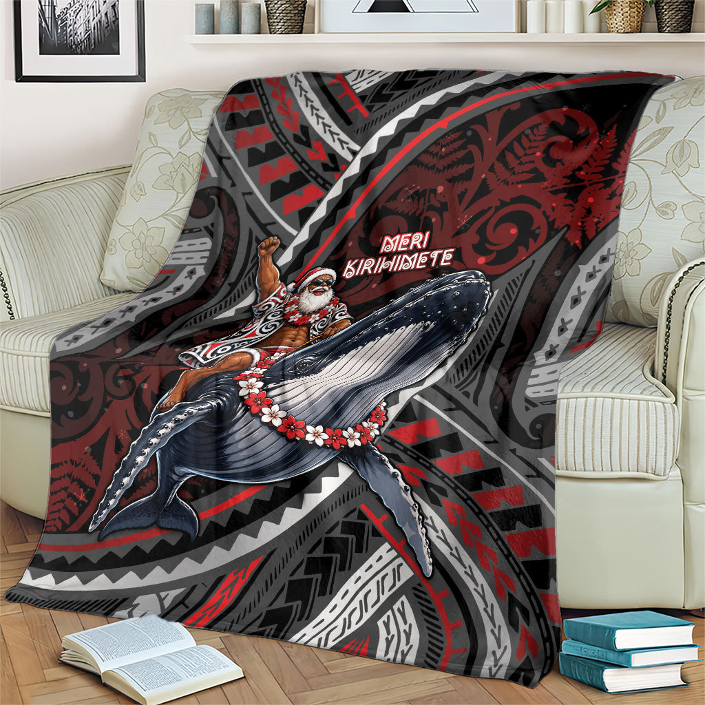Aotearoa Christmas Blanket Santa Riding Humpback Whale Maori Koru
