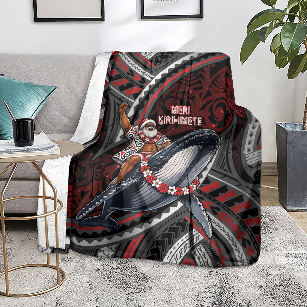 Aotearoa Christmas Blanket Santa Riding Humpback Whale Maori Koru