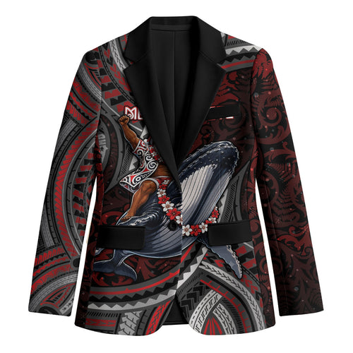Aotearoa Christmas Blazer Santa Riding Humpback Whale Maori Koru