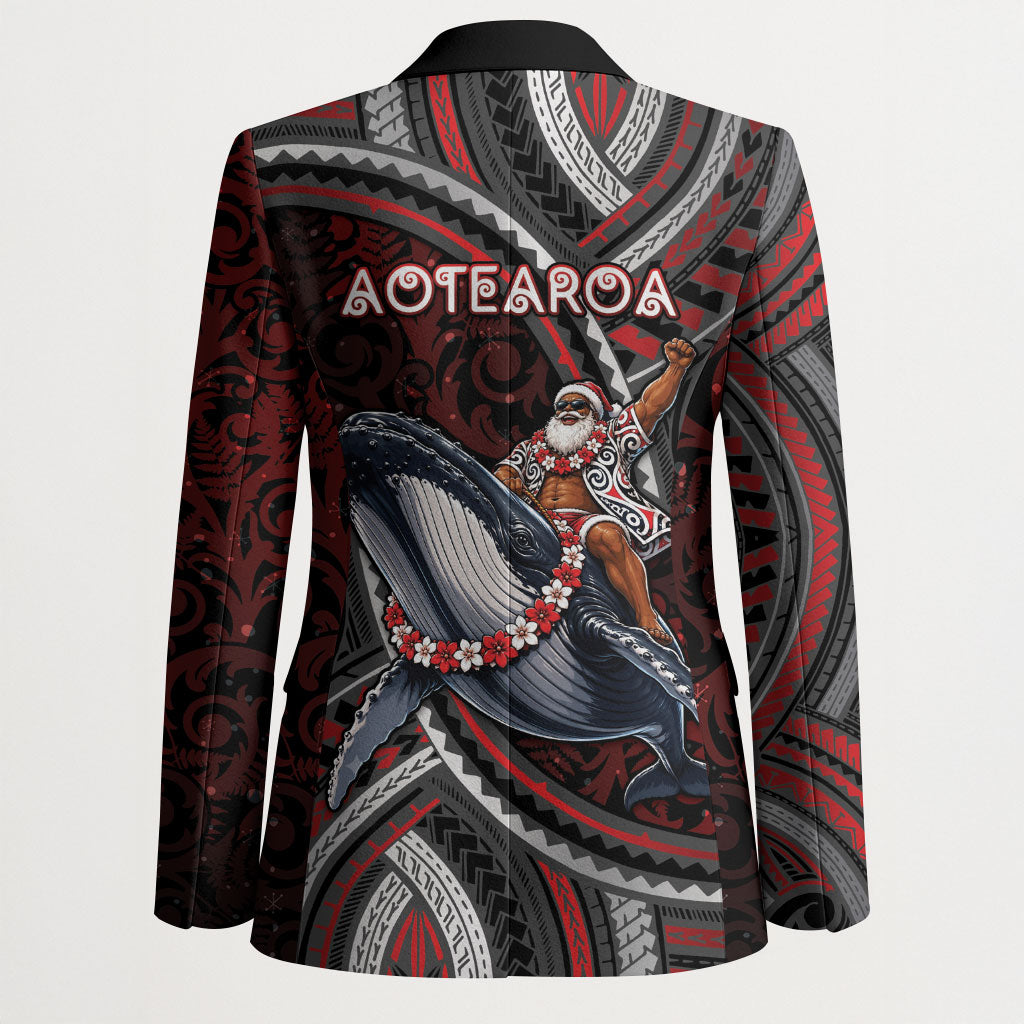 Aotearoa Christmas Blazer Santa Riding Humpback Whale Maori Koru