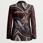 Aotearoa Christmas Blazer Santa Riding Humpback Whale Maori Koru