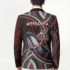 Aotearoa Christmas Blazer Santa Riding Humpback Whale Maori Koru