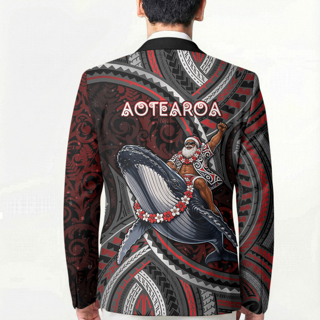 Aotearoa Christmas Blazer Santa Riding Humpback Whale Maori Koru