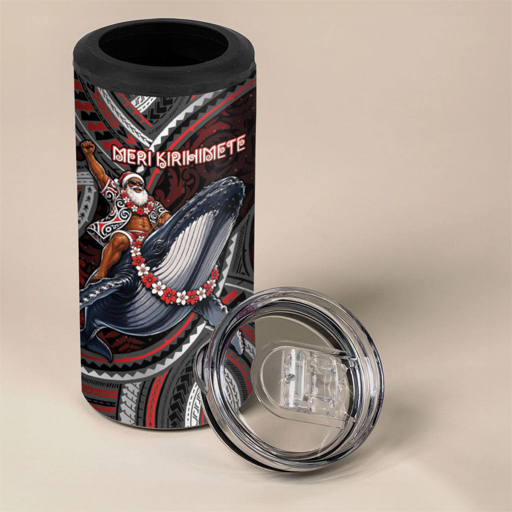 Aotearoa Christmas 4 in 1 Can Cooler Tumbler Santa Riding Humpback Whale Maori Koru