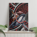 Aotearoa Christmas Canvas Wall Art Santa Riding Humpback Whale Maori Koru