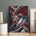 Aotearoa Christmas Canvas Wall Art Santa Riding Humpback Whale Maori Koru