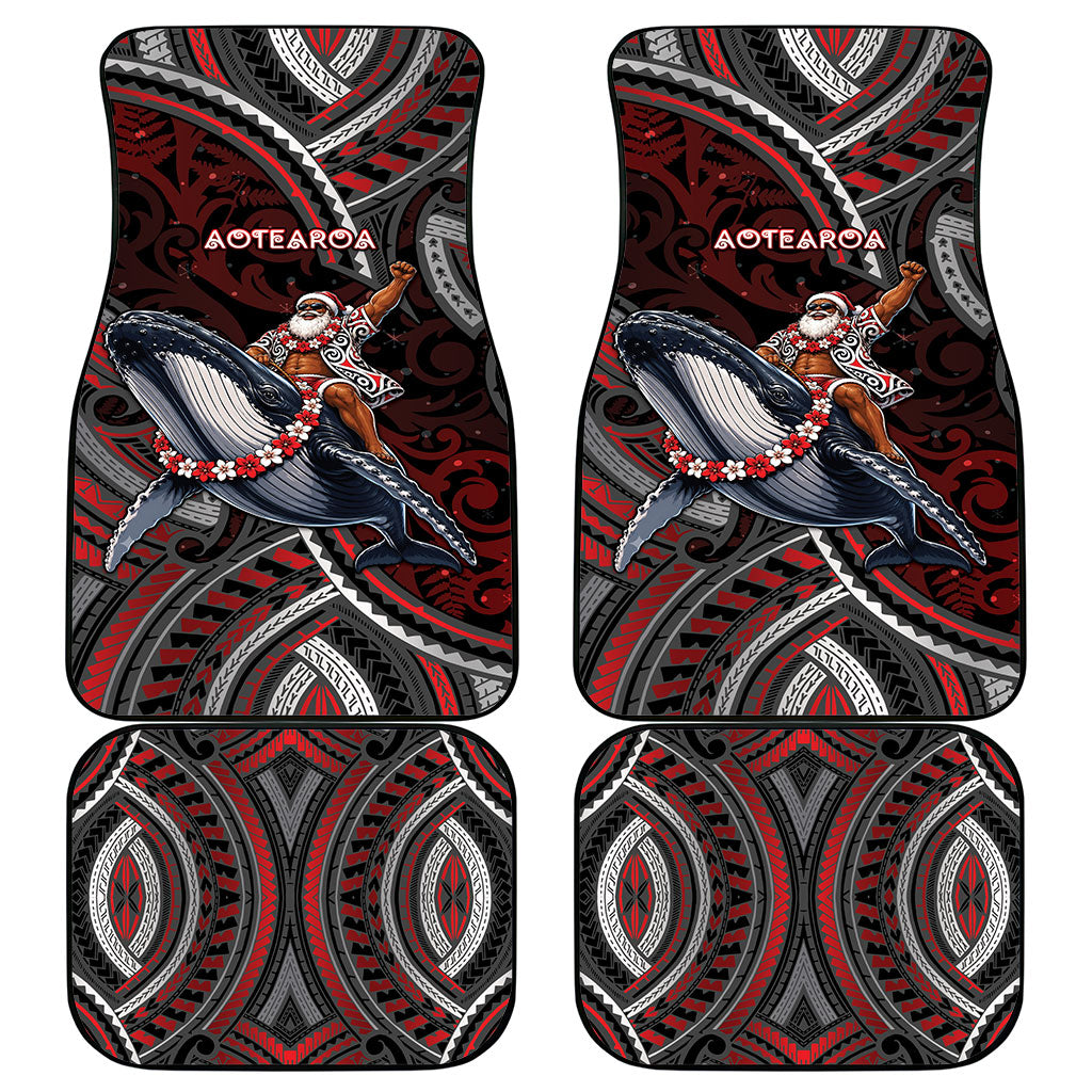 Aotearoa Christmas Car Mats Santa Riding Humpback Whale Maori Koru