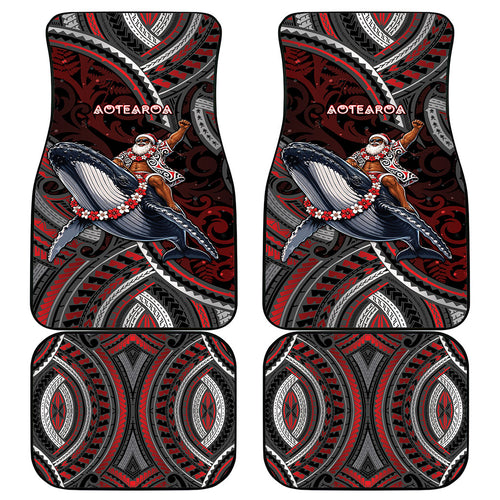 Aotearoa Christmas Car Mats Santa Riding Humpback Whale Maori Koru