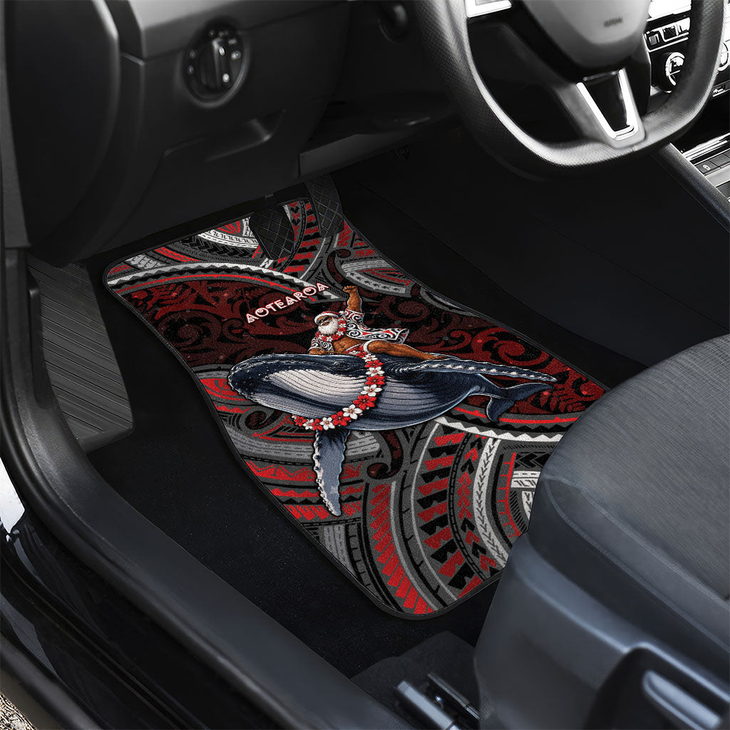 Aotearoa Christmas Car Mats Santa Riding Humpback Whale Maori Koru