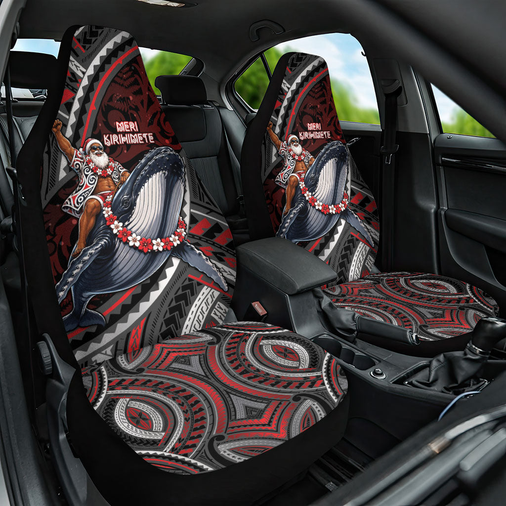 Aotearoa Christmas Car Seat Cover Santa Riding Humpback Whale Maori Koru