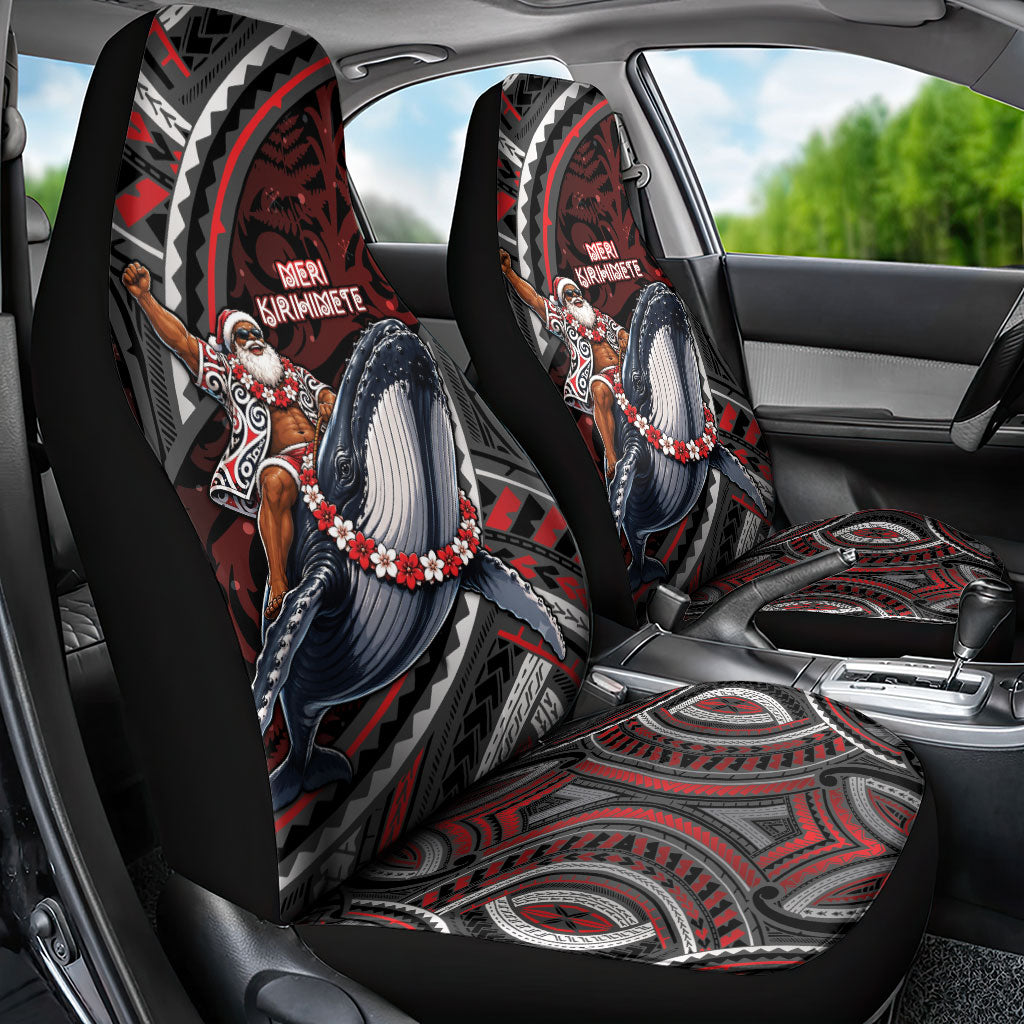 Aotearoa Christmas Car Seat Cover Santa Riding Humpback Whale Maori Koru