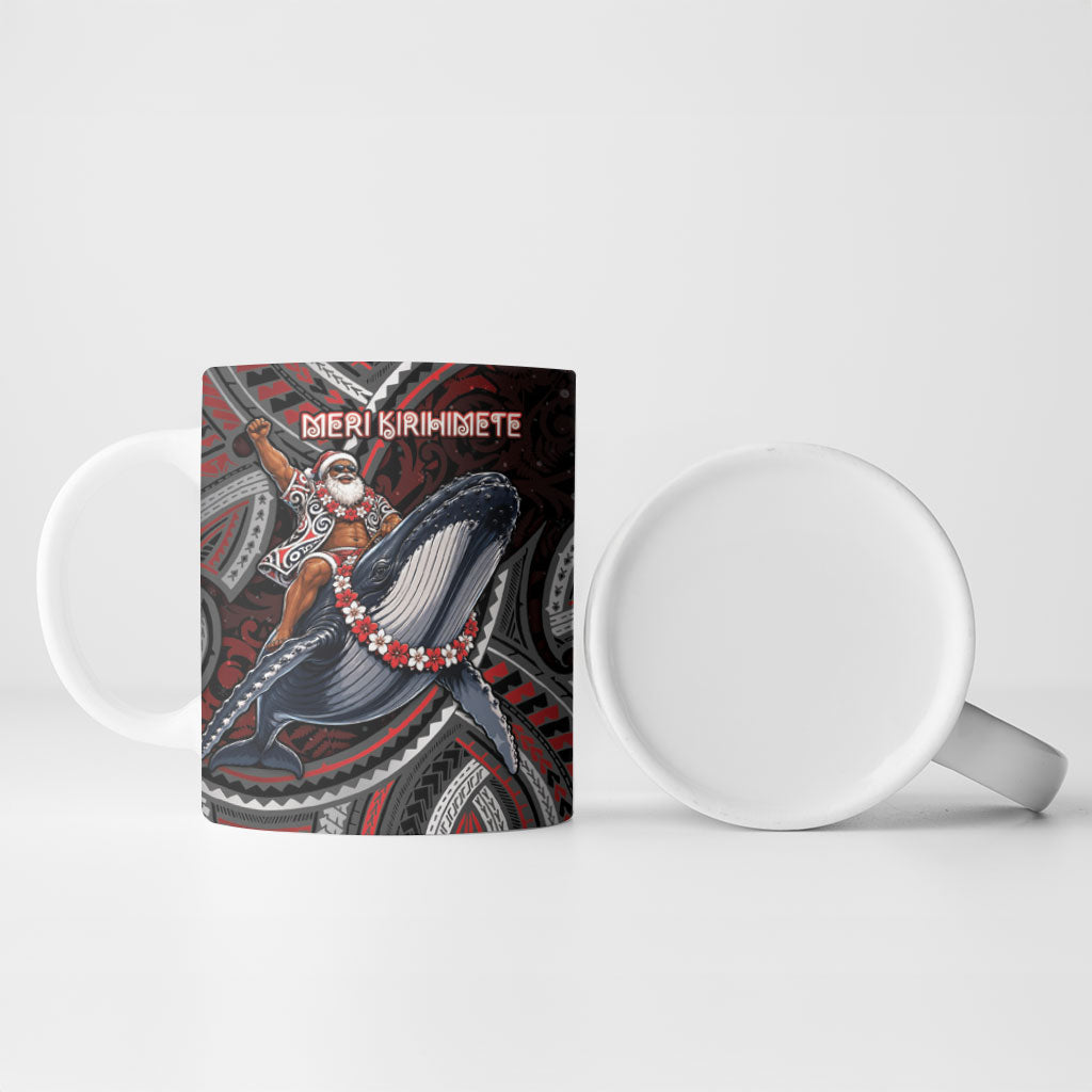 Aotearoa Christmas Ceramic Mug Santa Riding Humpback Whale Maori Koru