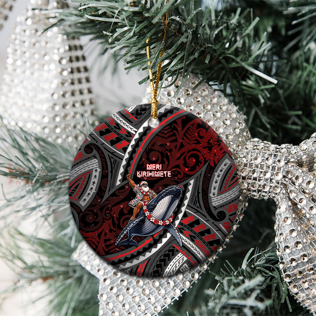 Aotearoa Christmas Ceramic Ornament Santa Riding Humpback Whale Maori Koru