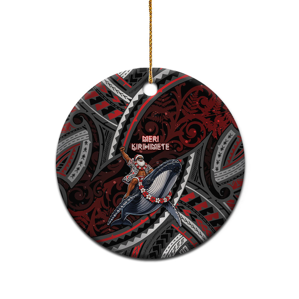 Aotearoa Christmas Ceramic Ornament Santa Riding Humpback Whale Maori Koru