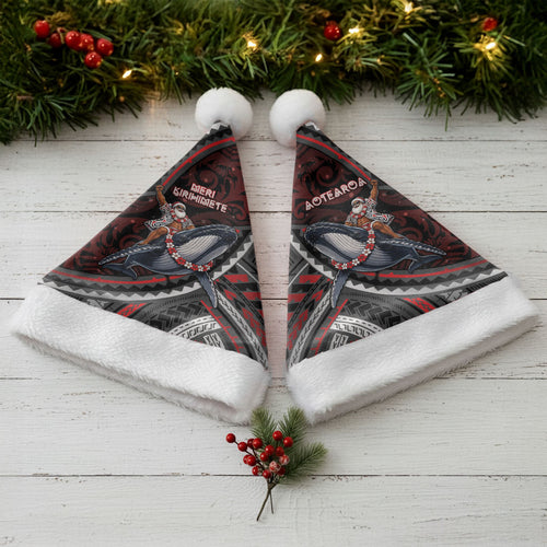Aotearoa Christmas Santa Hat Santa Riding Humpback Whale Maori Koru