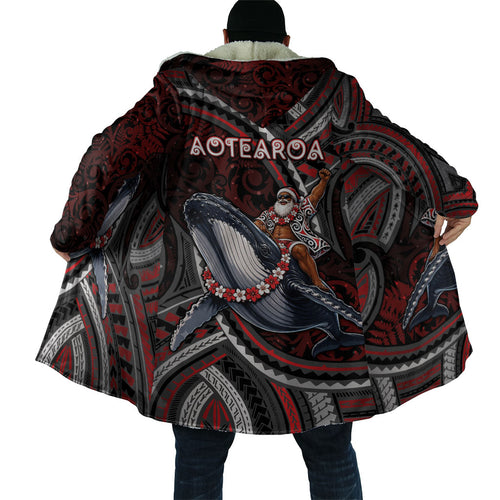 Aotearoa Christmas Cloak Santa Riding Humpback Whale Maori Koru