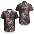 Aotearoa Christmas Couples Matching Long Sleeve Bodycon Dress and Hawaiian Shirt Santa Riding Humpback Whale Maori Koru