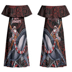 Aotearoa Christmas Couples Matching Off Shoulder Maxi Dress and Hawaiian Shirt Santa Riding Humpback Whale Maori Koru