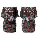 Aotearoa Christmas Couples Matching Off Shoulder Short Dress and Hawaiian Shirt Santa Riding Humpback Whale Maori Koru