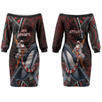 Aotearoa Christmas Couples Matching Off The Shoulder Long Sleeve Dress and Hawaiian Shirt Santa Riding Humpback Whale Maori Koru