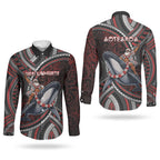 Aotearoa Christmas Couples Matching Short Sleeve Bodycon Dress and Long Sleeve Button Shirt Santa Riding Humpback Whale Maori Koru